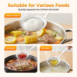 Fine-Mesh Kitchen Strainer - 2026 Upgraded Stainless Steel Sieve with Handle, Multi-Purpose Strainer for Cooking, Baking & Liquid Filtering, Oil Skimming Spoon, Kitchen Tool (Small)