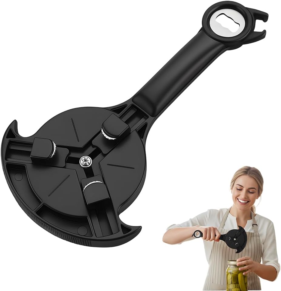 Adjtable Stainless Steel Jar Opener, Multifunctional Lid Gripper & Bottle Cap Opener for Weak Hands, Stainless Steel Can Opener Easy-Open Tool for Jars, Cans, Bottles Kitchen Gadget (1PC)