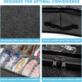 Under Bed Shoe Storage Organizer for Closet, Fits 32 Pairs Underbed Shoes Box Storage Containers Under the Bed Storage Foldable with Sturdy Handles&Clear Window for College Dorms Grey, Set of 2