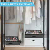 Under Bed Shoe Storage Organizer for Closet, Fits 32 Pairs Underbed Shoes Box Storage Containers Under the Bed Storage Foldable with Sturdy Handles&Clear Window for College Dorms Grey, Set of 2
