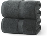 Cotton Bath Sheets Set of 2-70" x 35" Extra Large Soft Bath Towel for Adults, Absorbent & Lightweight, Fluffy, Quick Drying Shower Towels for Bathroom, Pool, Yoga & Daily e, Grey