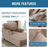 Velvet Chaise Lounge Cover - High Stretch Slipcovers for Living Room, Luxury Velvet Dog Covers, Machine Washable, Taupe