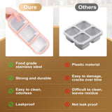 Stainless Steel Snack Containers - Reusable 3 Compartment Snackle Box Container with Lids for Kids Adults, Divided Snack Food Storage Containers for School, Home, Travel