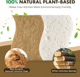 12 Pack Natural Biodegradable Kitchen Non Scratch Sponges,Compostable Plant Based Coconut Cellulose Sponge,Eco Friendly Reusable Dish Scrubber Sponge for Pots, Pans & Household Cleaning