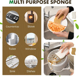 12 Pack Natural Biodegradable Kitchen Non Scratch Sponges,Compostable Plant Based Coconut Cellulose Sponge,Eco Friendly Reusable Dish Scrubber Sponge for Pots, Pans & Household Cleaning