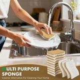 12 Pack Natural Biodegradable Kitchen Non Scratch Sponges,Compostable Plant Based Coconut Cellulose Sponge,Eco Friendly Reusable Dish Scrubber Sponge for Pots, Pans & Household Cleaning