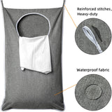 XL Hanging Laundry Hamper, Extra Large Tear-resistance Door Hamper with 2 Types Hooks for Dirty Clothes, Save Bathroom Space Hanging Laundry Bag (36.5x 22 Inch,Grey)