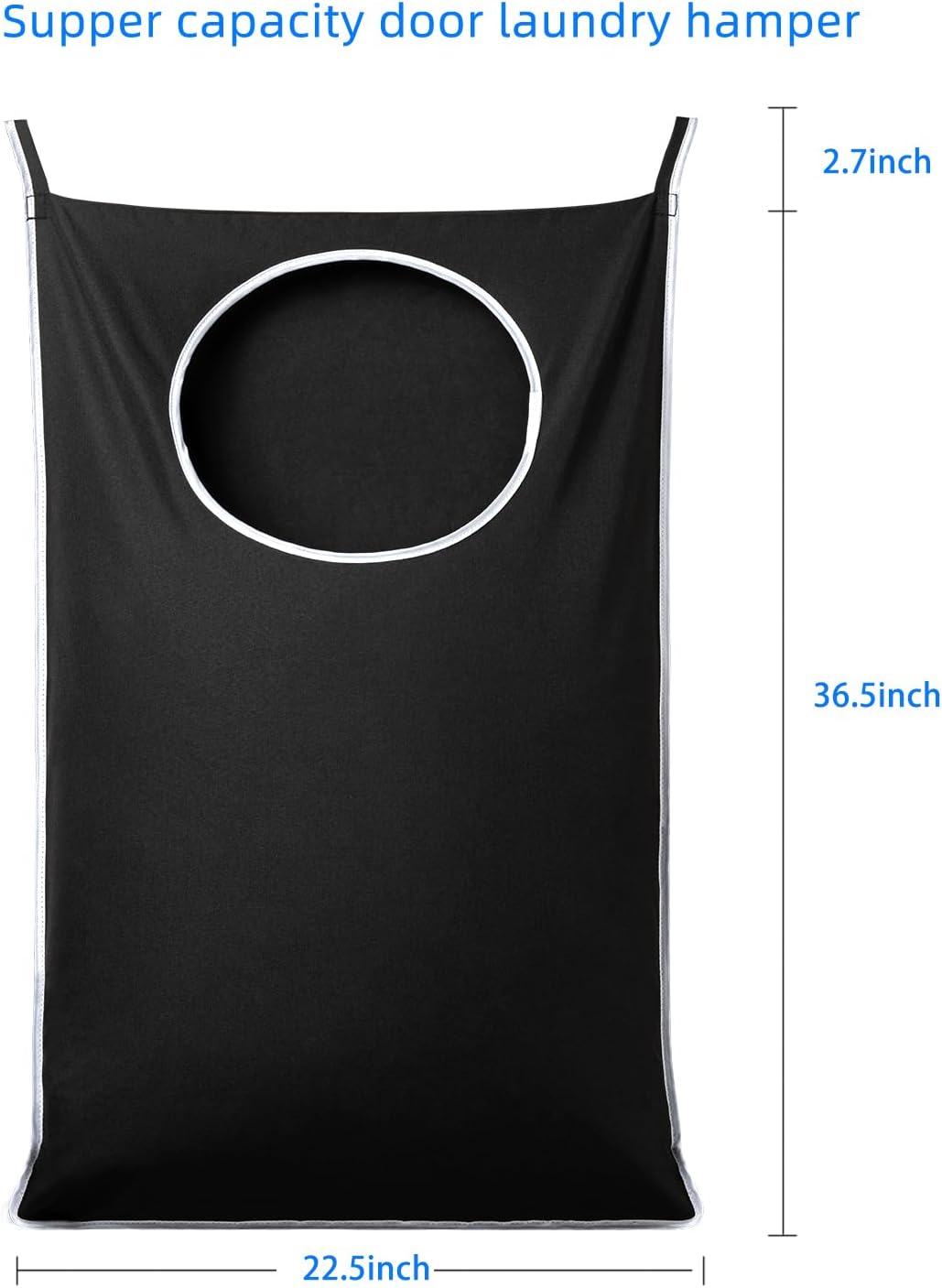 2 Pack XL Hanging Laundry Hamper, Extra Large Tear-Resistant Door Organizer with 2 Hook Types, Space-Saving Laundry Bag (36.5" x 22", Black)
