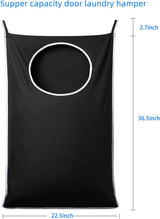 2 Pack XL Hanging Laundry Hamper, Extra Large Tear-Resistant Door Organizer with 2 Hook Types, Space-Saving Laundry Bag (36.5" x 22", Black)