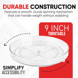 Clear Lazy Susan Organizer (Pack of 2) 9 Inch Turntable for Kitchen, Pantry, Fridge, Bathroom, and Vanity Countertops, Acrylic Rotating Organizer