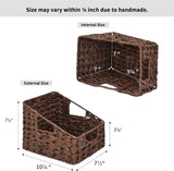 Wicker Storage Baskets, Waterproof Wicker Basket with Handles, Trapezoid Woven Storage Bins for Organizing, Decorative Basket, Brown, 2-Pack
