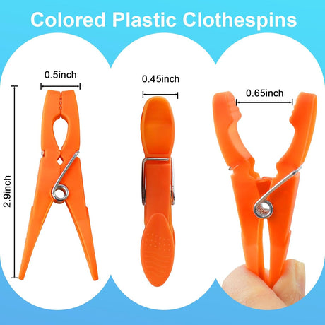 Clothes Pins,48 Pack Colored Plastic Clothespins, Clothes Pins Heavy Duty Outdoor, Non-Slip Laundry Clips for Hanging Clothes, Towels, Crafts, Picture, Clips Food Package Clips