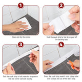 White Waterproof Caulk Tape, Self-Adhesive for Toilet, Tub, Kitchen, Corners,Bathroom Surfaces, Easy Application, 1-1/2 Inch x 10-1/2 Feet-1roll