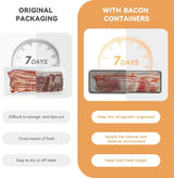 Bacon Container for Refrigerator, 1 Pack 304 Stainless Steel Airtight Deli Meat Storage Container for Fridge Dishwasher Safe Long Kitchen Food Storage Containers with Lids with Elevated Base