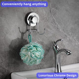 Suction Cup Hooks for Shower, Bathroom, Kitchen, Glass Door, Mirror, Tile – Loofah, Towel, Coat, Bath Robe Hook Holder for Hanging up to 15 lbs – Rustproof Chrome Stainless Steel (2-Pack)
