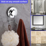 Suction Cup Hooks for Shower, Bathroom, Kitchen, Glass Door, Mirror, Tile – Loofah, Towel, Coat, Bath Robe Hook Holder for Hanging up to 15 lbs – Rustproof Chrome Stainless Steel (2-Pack)