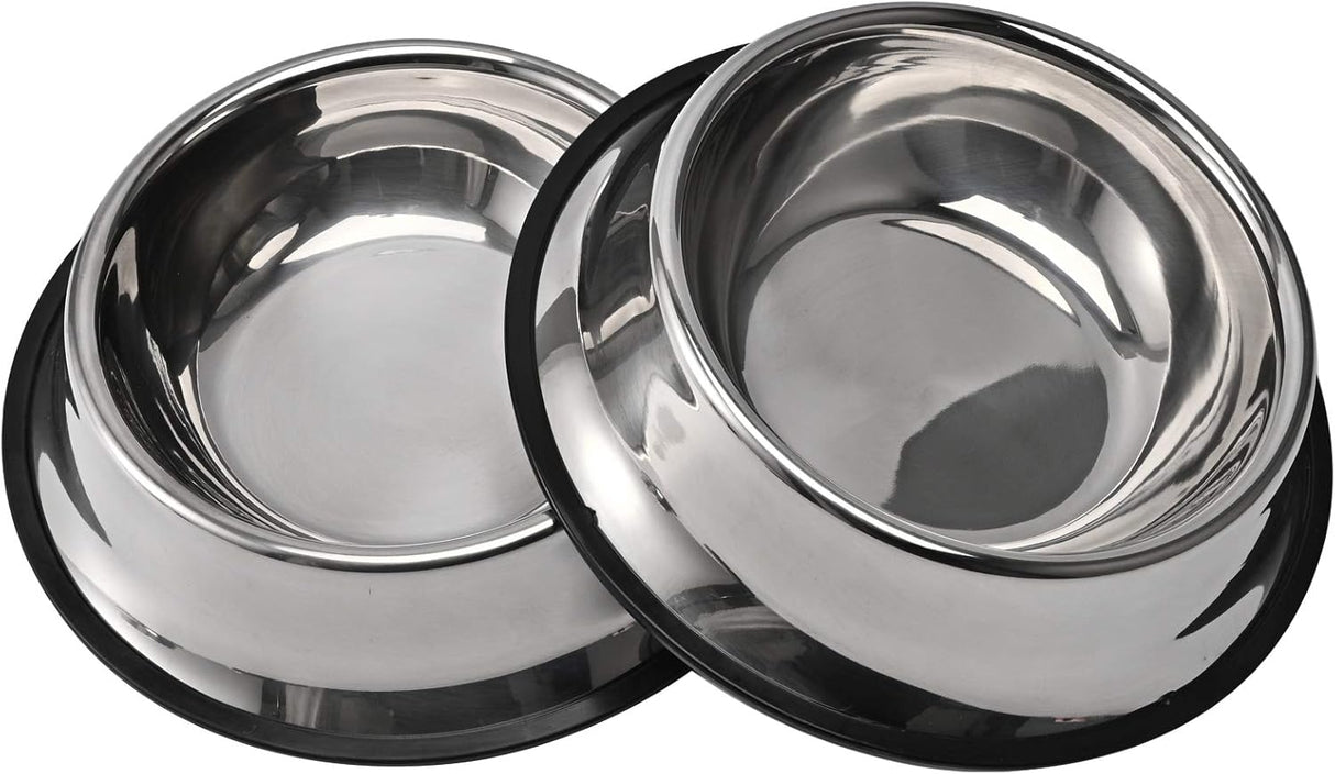 2Packs Stainless Steel Dog Bowl with Anti-Skid Rubber Base for Small/Medium/Large Pet, Perfect Dish, Pets Feeder Bowl and Water Bowl Perfect Choice for Dog Puppy Cat and Kitten (16oz)
