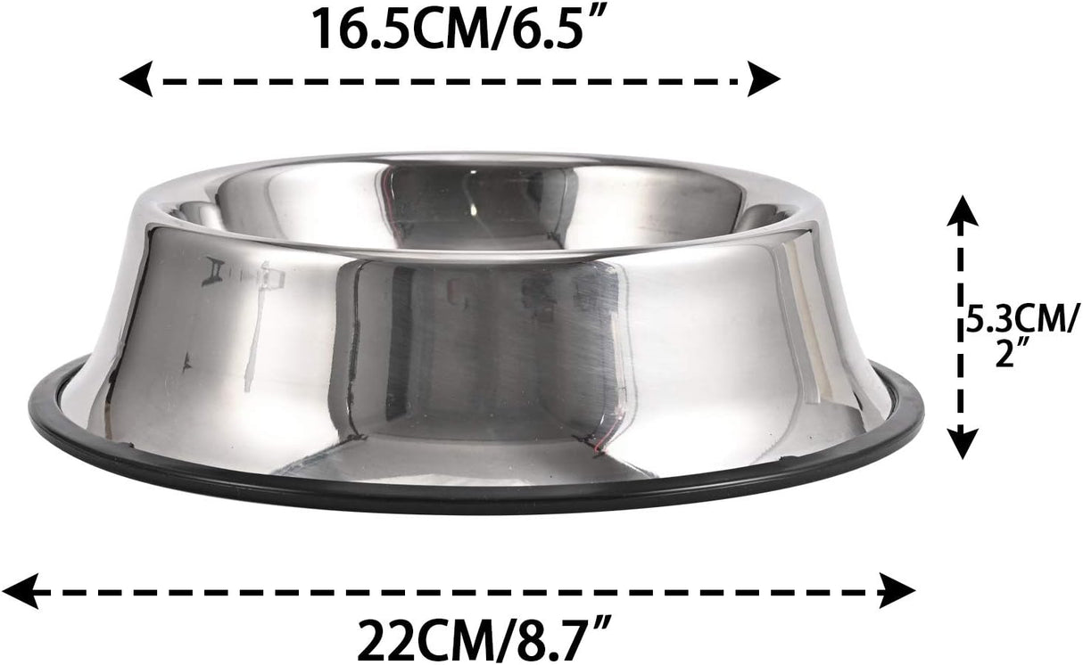 2Packs Stainless Steel Dog Bowl with Anti-Skid Rubber Base for Small/Medium/Large Pet, Perfect Dish, Pets Feeder Bowl and Water Bowl Perfect Choice for Dog Puppy Cat and Kitten (16oz)