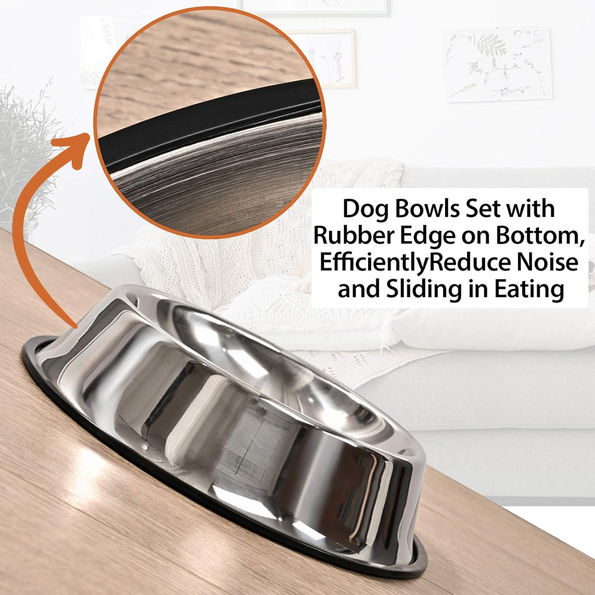 2Packs Stainless Steel Dog Bowl with Anti-Skid Rubber Base for Small/Medium/Large Pet, Perfect Dish, Pets Feeder Bowl and Water Bowl Perfect Choice for Dog Puppy Cat and Kitten (16oz)