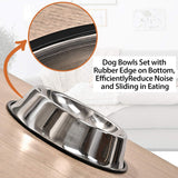 2Packs Stainless Steel Dog Bowl with Anti-Skid Rubber Base for Small/Medium/Large Pet, Perfect Dish, Pets Feeder Bowl and Water Bowl Perfect Choice for Dog Puppy Cat and Kitten (16oz)