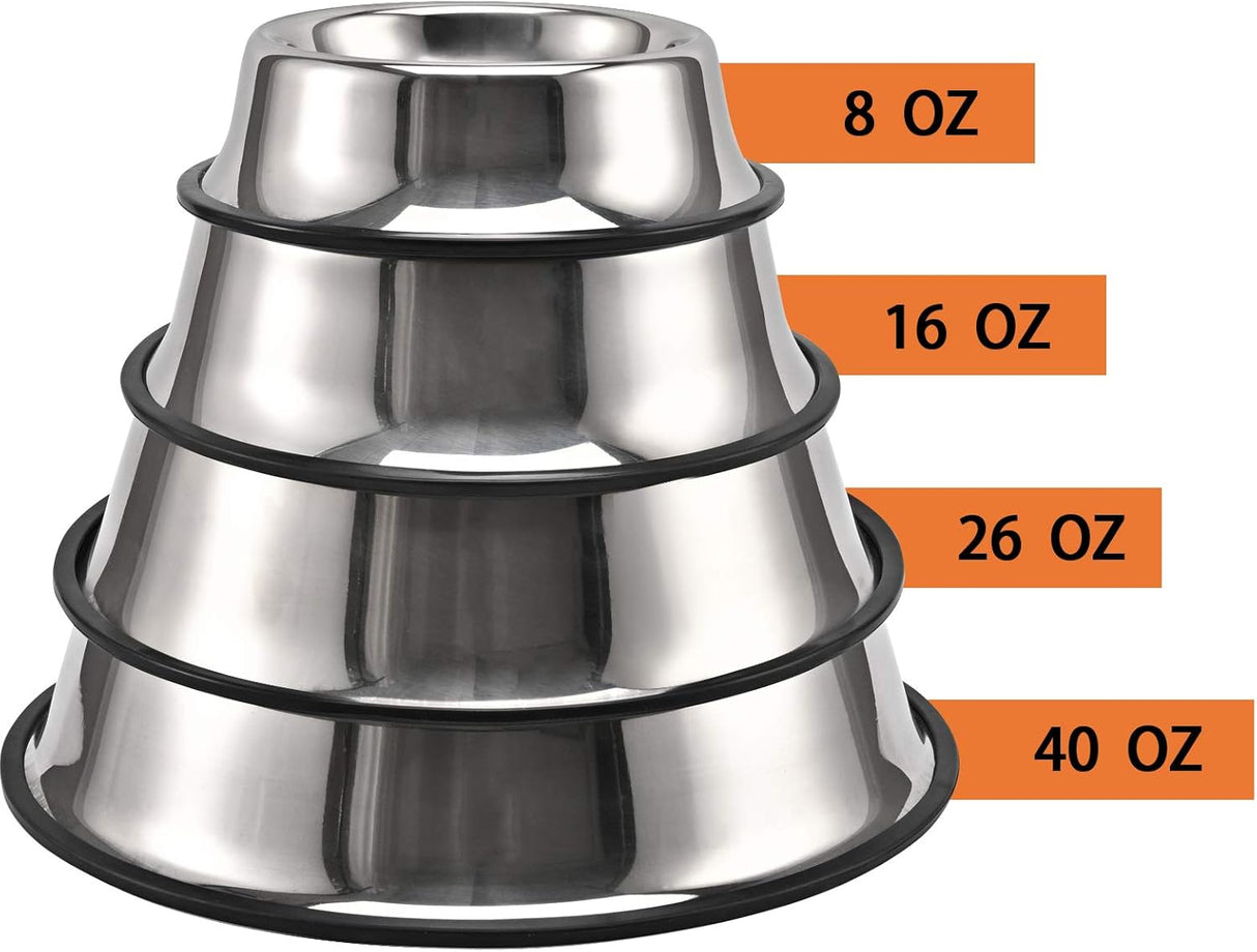 2Packs Stainless Steel Dog Bowl with Anti-Skid Rubber Base for Small/Medium/Large Pet, Perfect Dish, Pets Feeder Bowl and Water Bowl Perfect Choice for Dog Puppy Cat and Kitten (16oz)