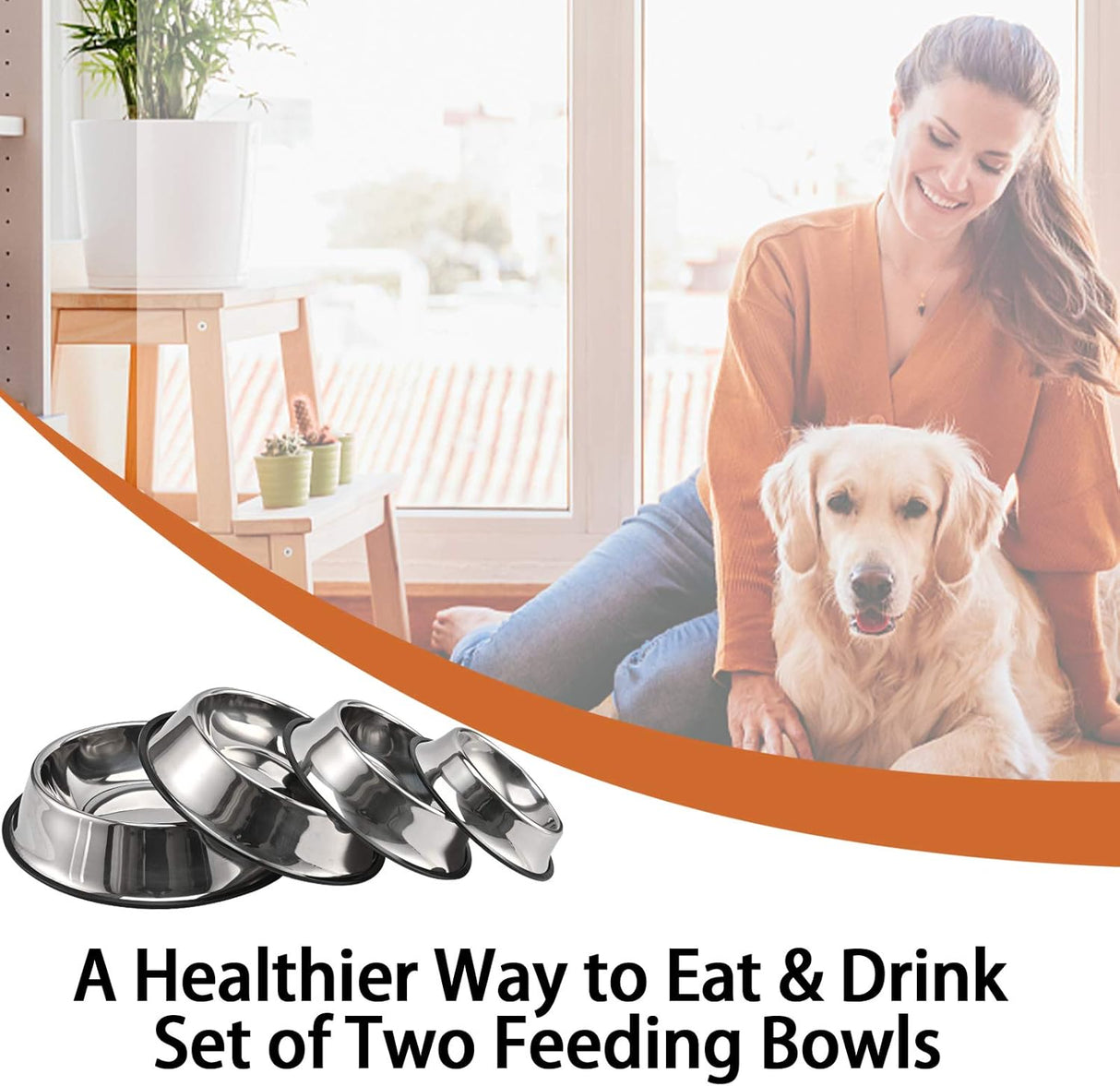 2Packs Stainless Steel Dog Bowl with Anti-Skid Rubber Base for Small/Medium/Large Pet, Perfect Dish, Pets Feeder Bowl and Water Bowl Perfect Choice for Dog Puppy Cat and Kitten (16oz)