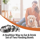 2Packs Stainless Steel Dog Bowl with Anti-Skid Rubber Base for Small/Medium/Large Pet, Perfect Dish, Pets Feeder Bowl and Water Bowl Perfect Choice for Dog Puppy Cat and Kitten (16oz)