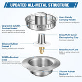 Sink Drain Strainer Kitchen Sink Drain Strainer&Sink Stopper,Stainless Steel Pop up Sink Drain Strainer,Anti-Clogging Basket Strainer,High Durability with Brass Core,Fit 3-1/2",Chrome