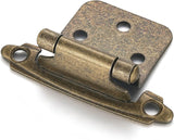 10 Pack (5 Pair) Antique Brass Self Closing Cabinet Hinges for Kitchen Cabinet Door, 1/2" Overlay (Variable) Semi Concealed Kitchen Cabinet Hinges