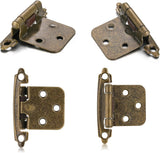 10 Pack (5 Pair) Antique Brass Self Closing Cabinet Hinges for Kitchen Cabinet Door, 1/2" Overlay (Variable) Semi Concealed Kitchen Cabinet Hinges
