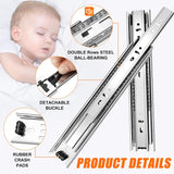 14 inch Drawer Slides 4 Pairs (8pcs) 3 fold Full Extension Side Mount Cabinet Drawer Glides 14" Silver Cabinet Rails for Dresser, Cabinet, Kitchen,Trash Can, Wardrobe 100 LB Capacity