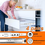 14 inch Drawer Slides 4 Pairs (8pcs) 3 fold Full Extension Side Mount Cabinet Drawer Glides 14" Silver Cabinet Rails for Dresser, Cabinet, Kitchen,Trash Can, Wardrobe 100 LB Capacity