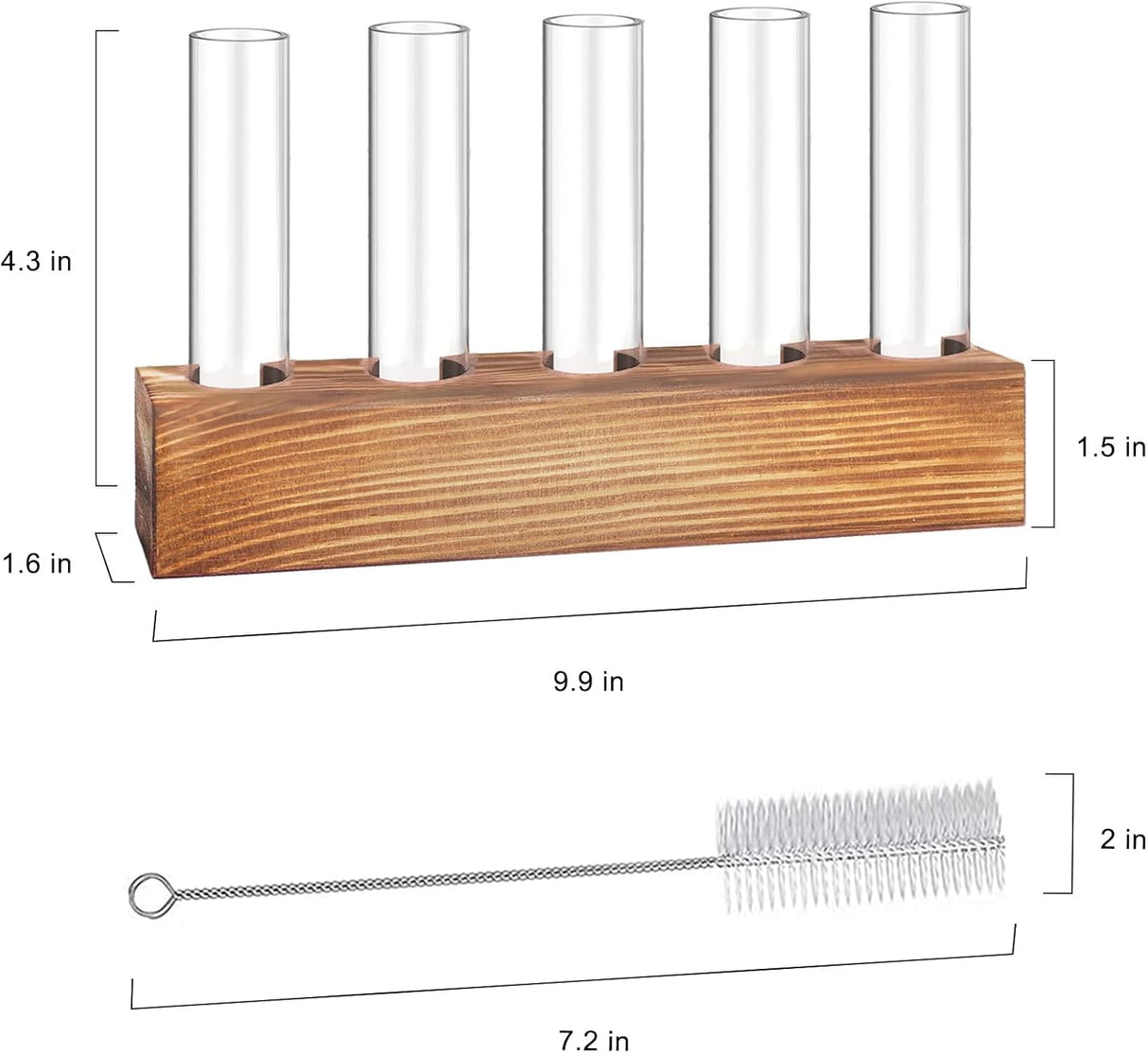 Plant Propagation Station, Plant Terrarium with Wooden Stand, Plants Pots for Hydroponics, Small Birthday Gardening Gifts for Women Mom Plants Lovers Unique - 5 Glass Test Tubes Vases