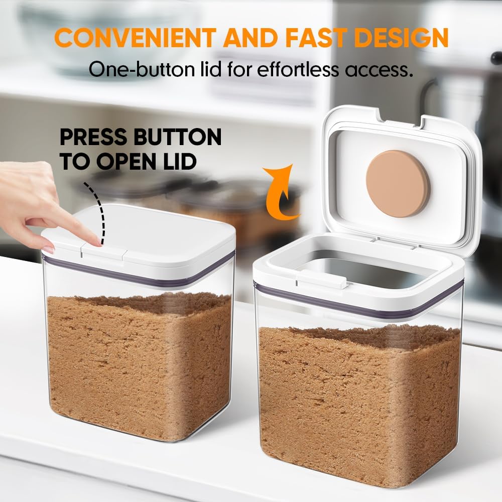 Brown Sugar Container Airtight, 2 Quart Brown Sugar Keeper Storage Container with Spoon