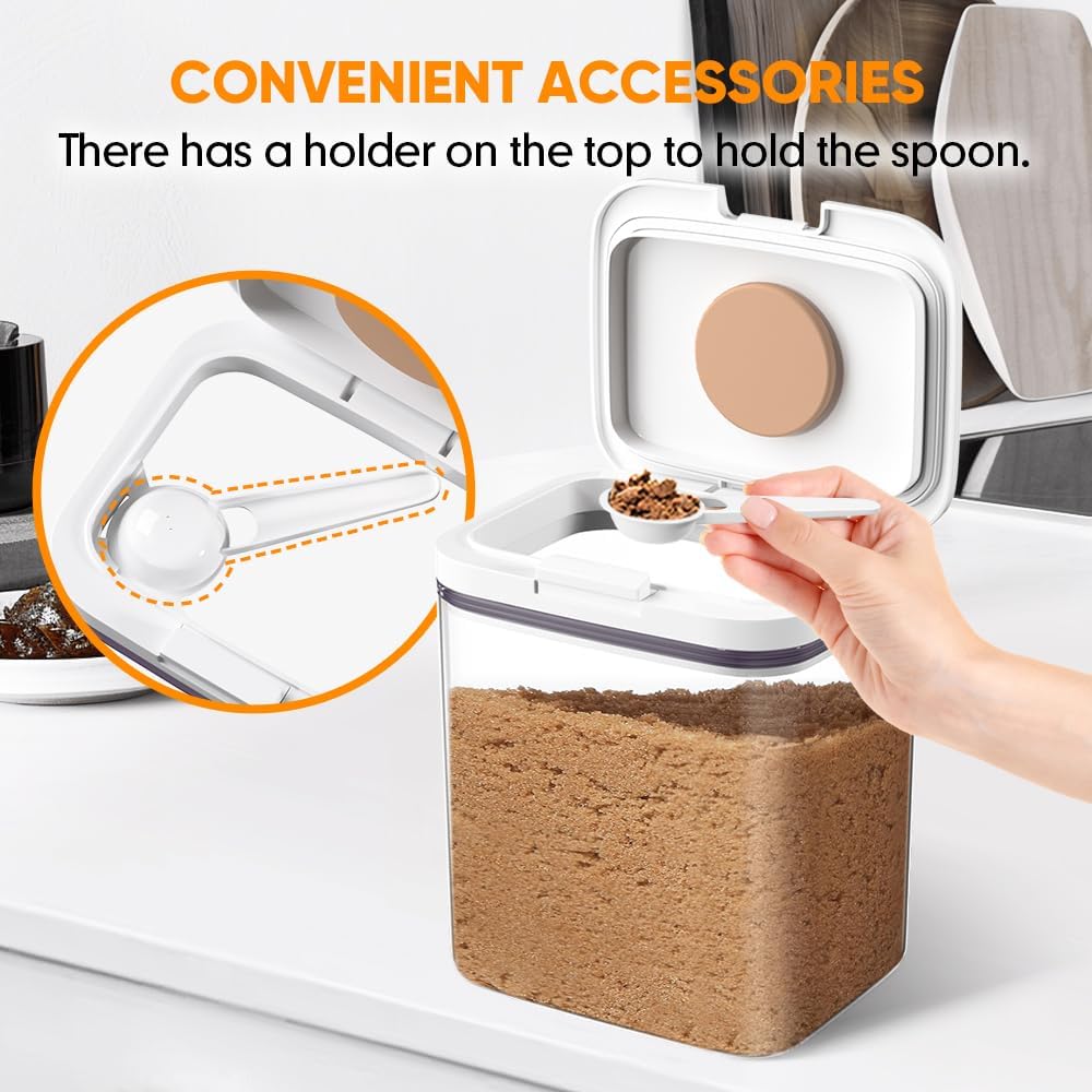 Brown Sugar Container Airtight, 2 Quart Brown Sugar Keeper Storage Container with Spoon