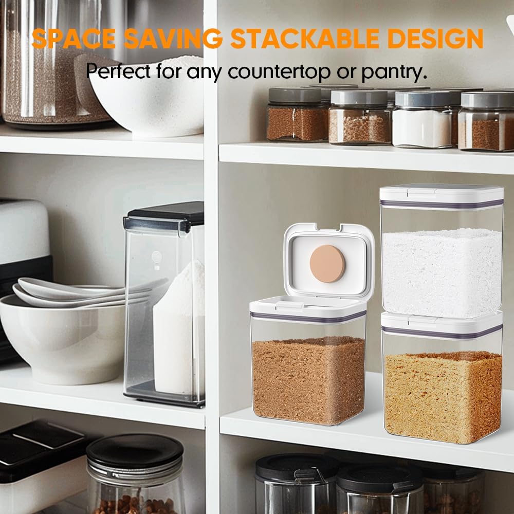 Brown Sugar Container Airtight, 2 Quart Brown Sugar Keeper Storage Container with Spoon