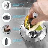 3 in 1 Kitchen Sink Drain Strainer, Stainless Steel Wrapped Shell Drain Stopper Combo, Pop Up Sink Stopper, Anti-Clogging Basket Strainer with Handle for US Standard 3-1/2" Drain