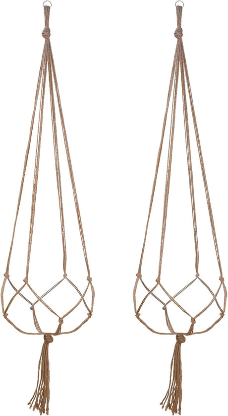 2 Pack 48 Inch Large Macrame Plant Hanger Rope to Hang Flower Pot Plant Holder for Indoor Outdoor Decorations, 4 Legs (Linen Color)