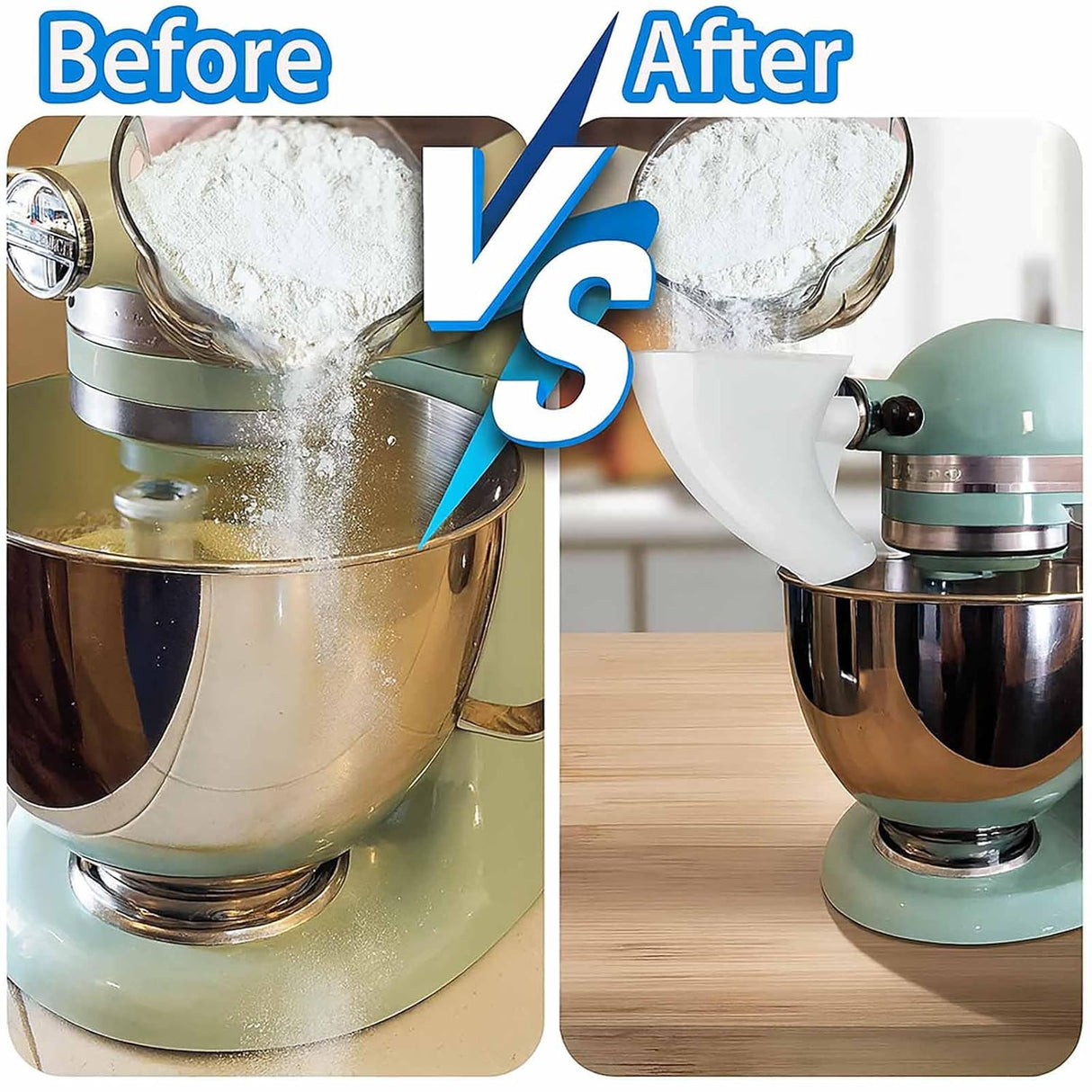 Funnel for Kitchen Aid Mixer, Kitchen Aid Accessories and Attachments, Pouring Chute for Kitchid Mixer, Fits Tilt-Head 4.5–5 Qt (KSM150), Durable Dishwasher-Safe Baking Tool
