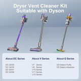 Dryer Lint Vacuum Attachment Compatible with Dyson V15 V12 V11 V10 V8 V7 Gen5 Cordless Vacuum Cleaner, Flexible Dryer Vent Cleaner Kit Lint Removal Tool Purple (【V7V8-V15】Dryer Lint Vacuum Attachment)