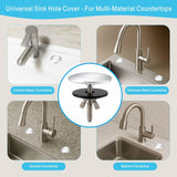 2-Inch Faucet Hole Cover, Sink Hole Cover, Solid Brass Chrome-Plated Kitchen Sink Tap Hole Plate Stopper Cover for Home Kitchen and Bathroom, Kitchen Sink Hole Covers (Silver)