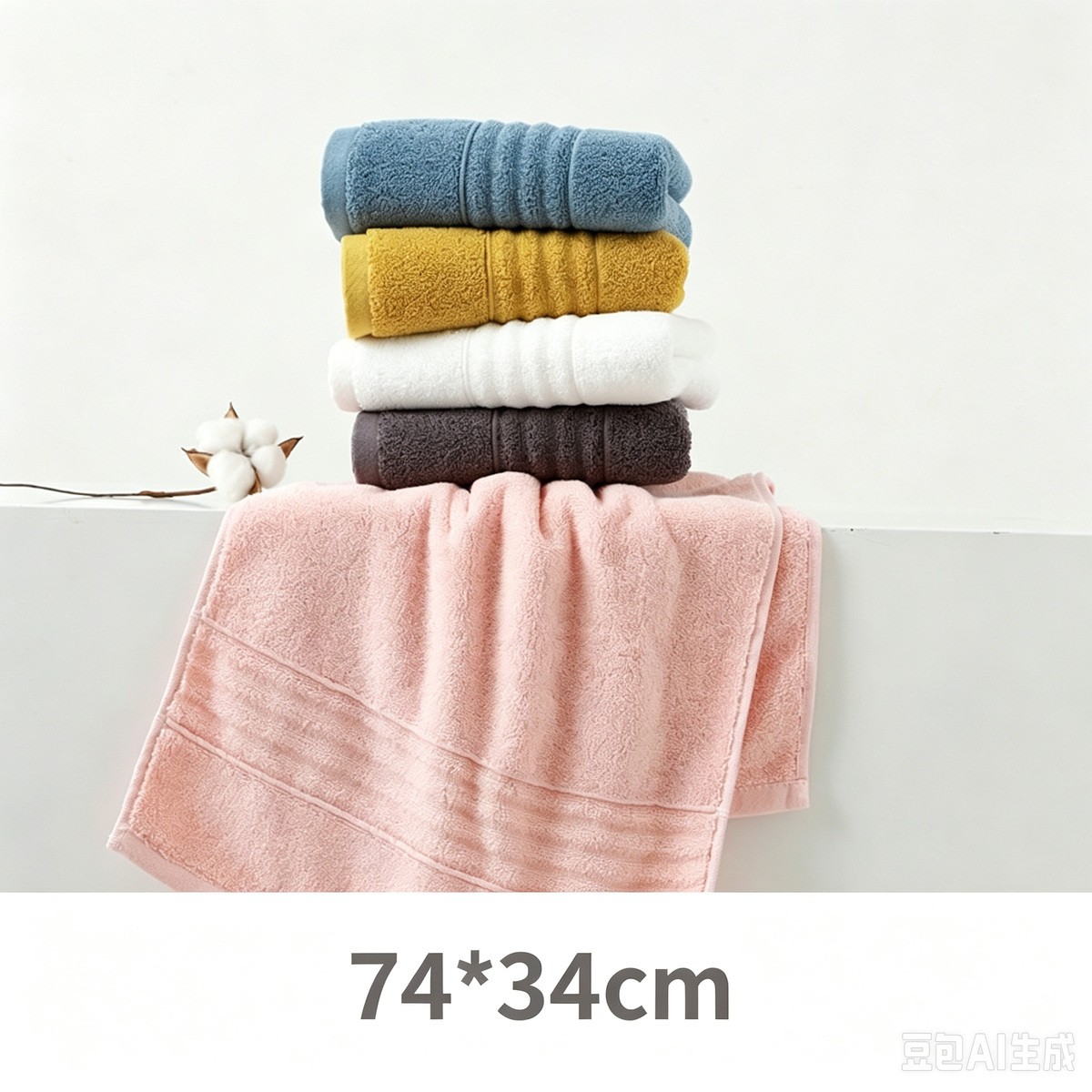 100% Cotton Face Towel 5-Pack - Thick Soft Absorbent Bath Towel for Adults - Jacquard Weave Premium Quality Washcloth - Yellow Pink Brown White Blue