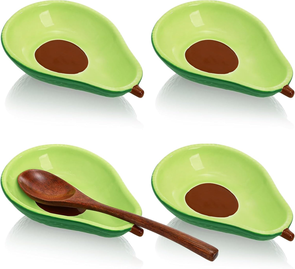 4 Pack Avocado Spoon Rest for Stove Top, 6.5 Inch Cute Ceramic Holder, Heat-Resistant Kitchen Counter Ladle Spoonrest, Large Cooking Utensil Dish Spatula, Tongs, Housewarming Gifts