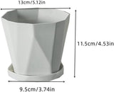 Flower pot, set of 3 flower pots, diameter 13 cm, with plastic saucer, round plant pot, weather-resistant, large flower pots A