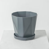 Flower pot, set of 3 flower pots, diameter 13 cm, with plastic saucer, round plant pot, weather-resistant, large flower pots A