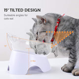 Anti Spill Tilted Cat Food Bowls, Whisker Fatigue Elevated Bowls Set for Cat and Puppy, Pet Bowl Holds About 1 Cup of Pet Food