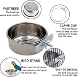 Bird Feeding Dish Cups Parrot Food Bowl Clamp Holder Coop Cup, 2PCS Bird Cage Water Bowl for Parakeet African Greys Conure Cockatiels Lovebird Budgie Chinchilla