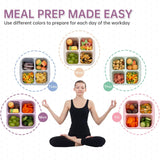 5 Pack Bento Lunch Box，4 Compartment Snack Containers，Divided Bento Snack Box，Meal Prep Lunch Containers, Lunch Box Kids/Toddle/Adults,Food Storage Containers for School, Work and Travel (5 pack)