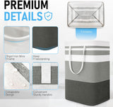 Freestanding Laundry Basket Collapsible Laundry Hamper 2-Pack Large Clothes Storage Bin Foldable Laundry Baskets for Bedroom, Bathroom, Laundry Room