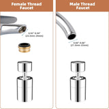 Kitchen Sink Faucet Aerator Solid Brass - Big Angle Swivel Faucet Aerator Dual-Function 2 Sprayer Kitchen Faucet Attachment Swivel Sprayer- 360-Degree Swivel - Polished Chrome/ 1.8GPM